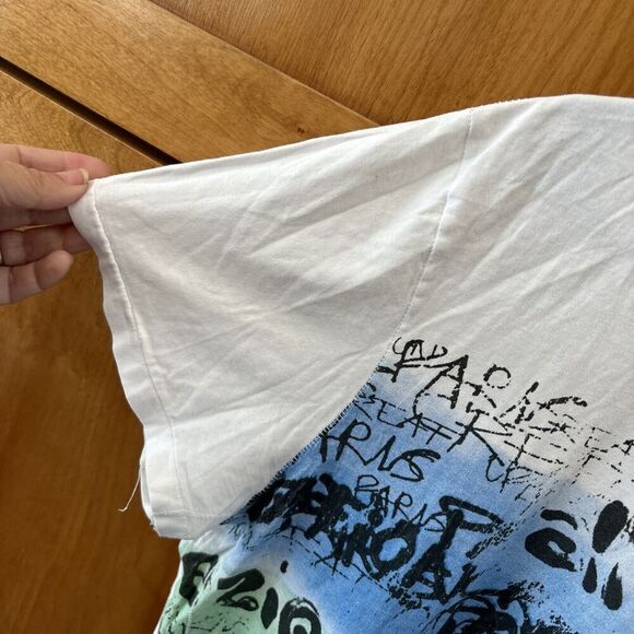 Desigual t shirt Men White XL Street Art Print Graffiti Viscose Colorful - Picture 3 of 12